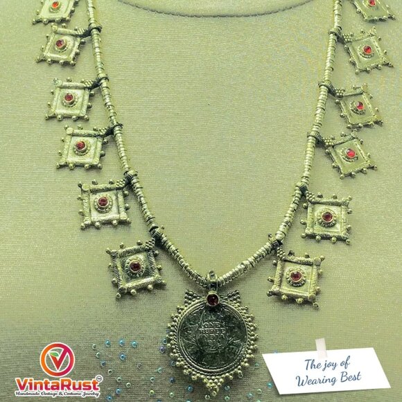 Vintage Tribal Coin Pendant NecklaceTribal Bohemian Jewelry - Picture 2 of 6